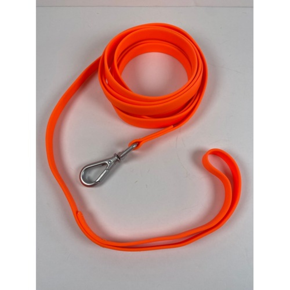 10ft Silicone Dog Leash - Swivel Latch - Neon‎ Orange (15a5)
